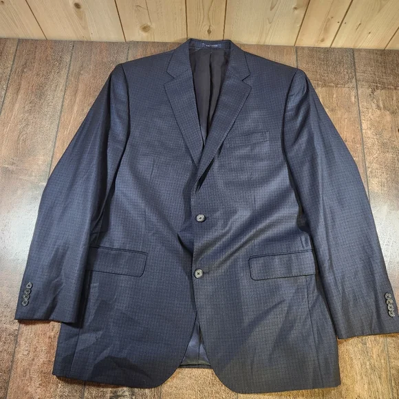 Loro Piano Super 130's Cremieux Blazer Men 44L Blue Grid Check Sport Coat Jacket - Picture 3 of 10